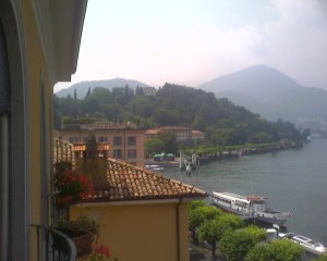 view of Bellagio and Lake Como with rooftops