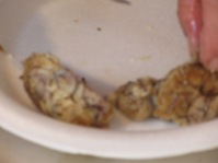pieces of animal brain on a white plate