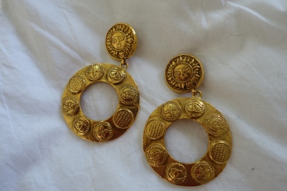 Pair of chunky gold Chanel hoop earrings