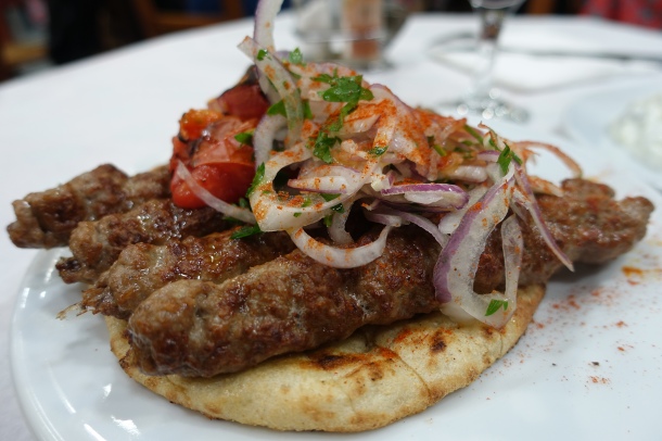 pita bread with gyros and salad